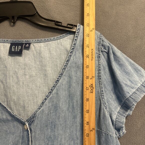 GAP Denim Chambray Shirt Button Up Size M Tall Country Coastal Cowgirl 90s Mom - Picture 4 of 7